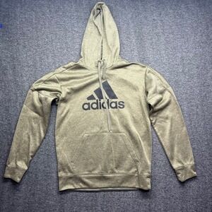 Adidas Hoodie Mens Small Green Climalite Logo Pullover DH9011 Activewear